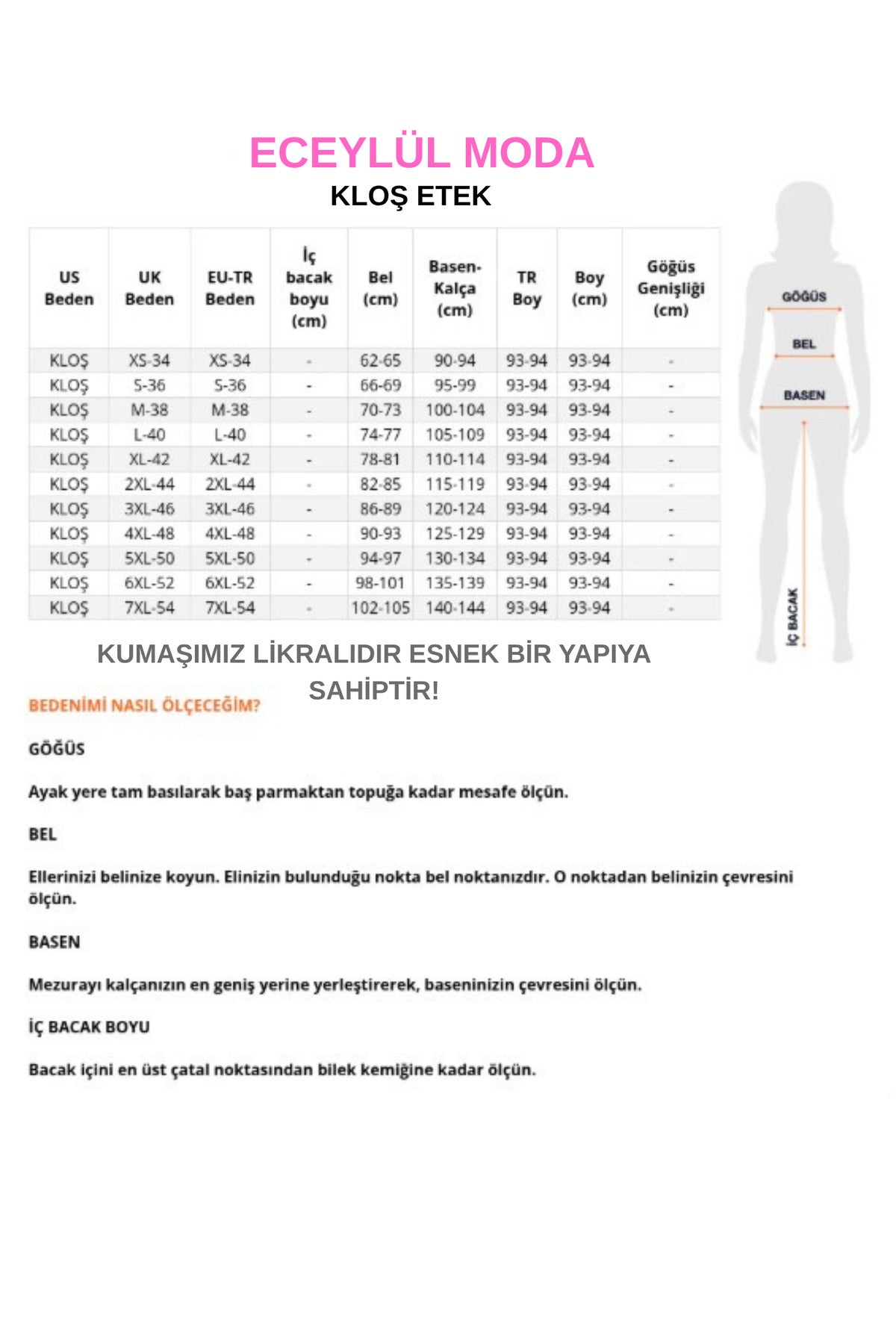 Scuba Krep Bel Lastikli Kloş Etek (93–94 cm Uzunluk) – Füme