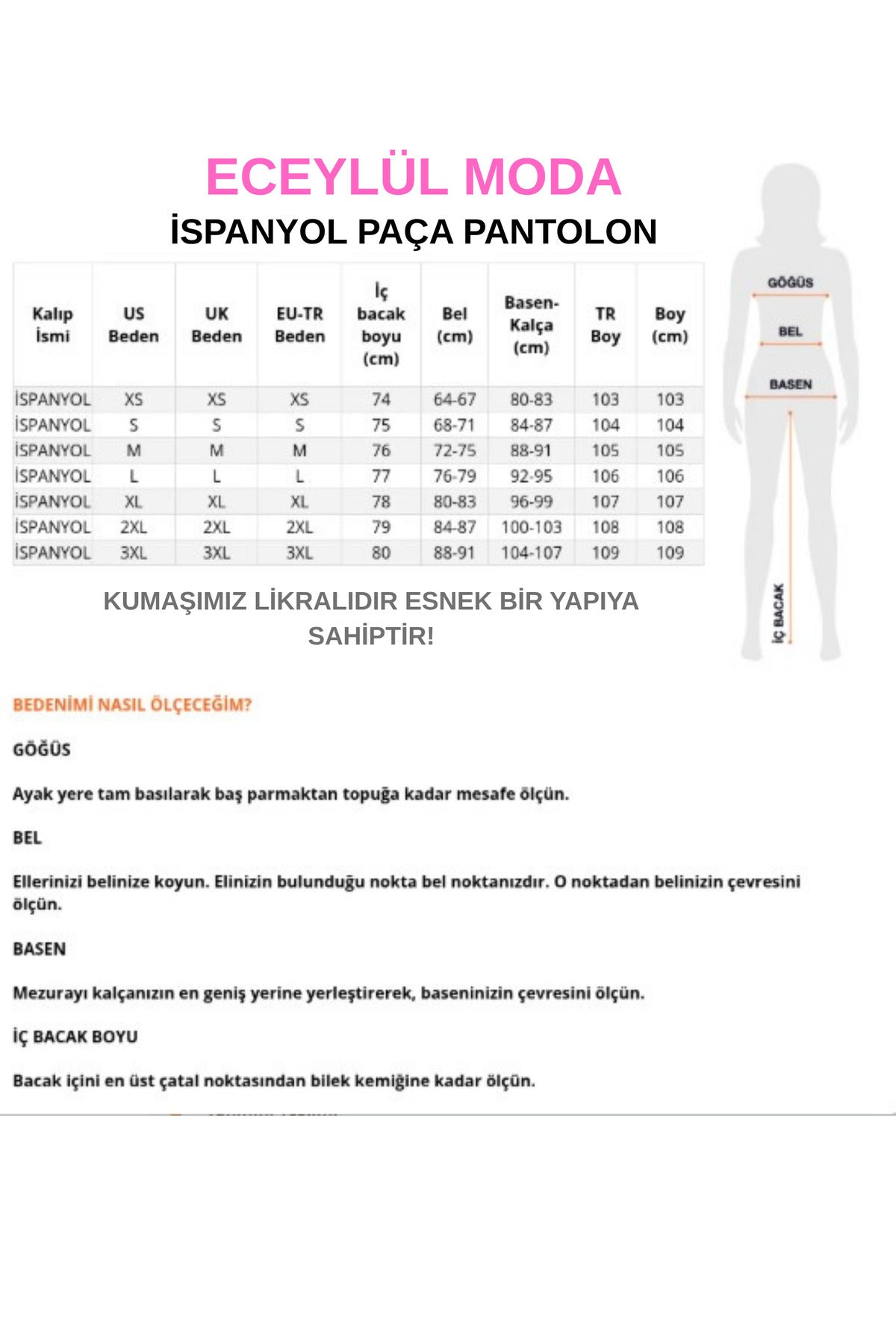 Kadın Scuba Krep Yüksek Bel İspanyol Paça Pantolon – Lacivert