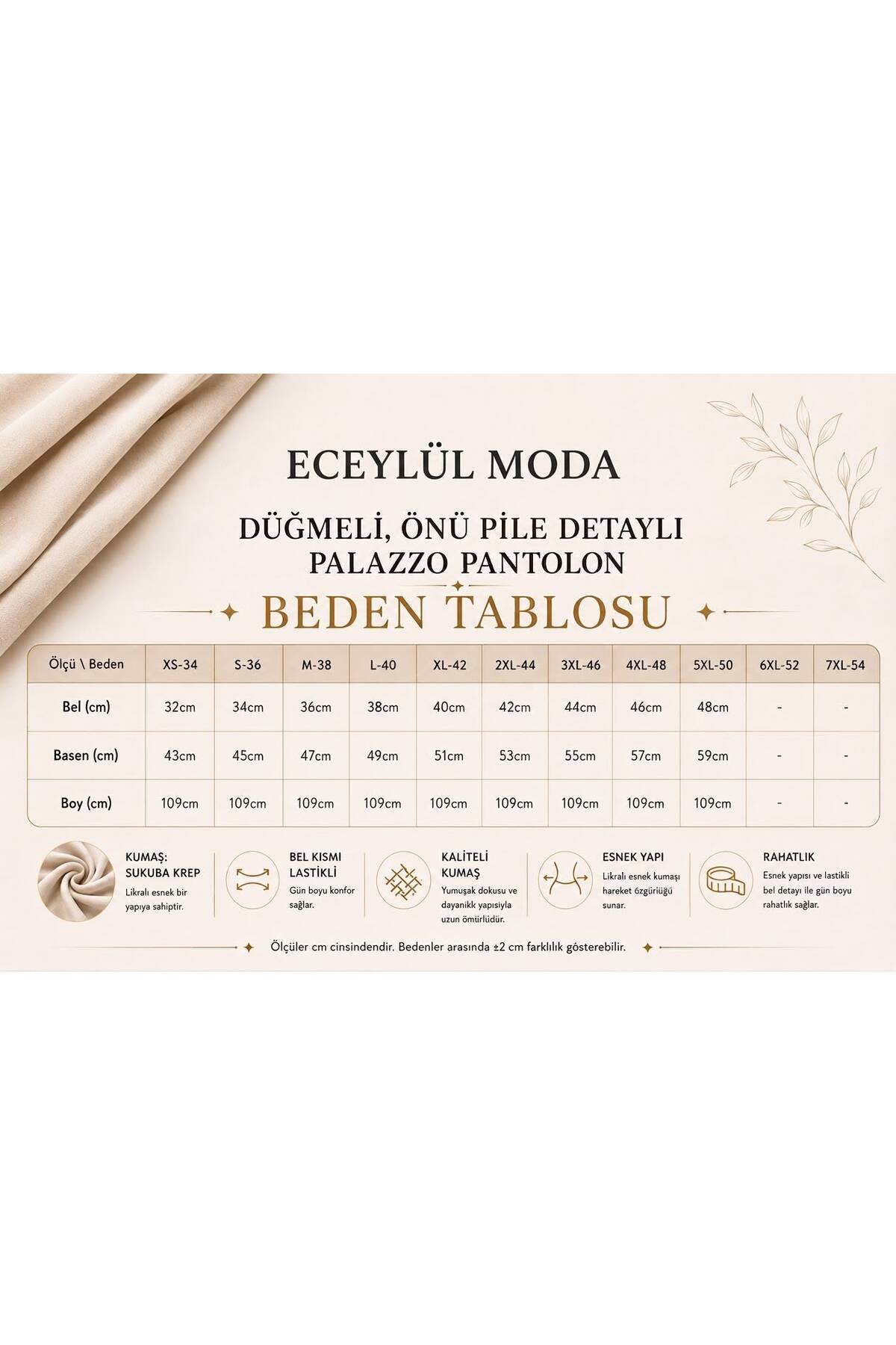 Kadın Scuba Krep Önü Pileli Yüksek Bel Palazzo Pantolon – Füme